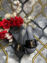 YSL Snake Skin Design Flats – Black